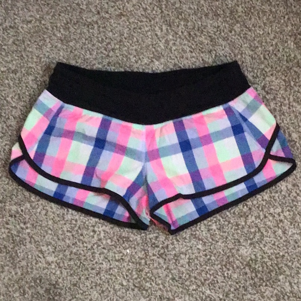 Neon Plaid Lululemon shorts